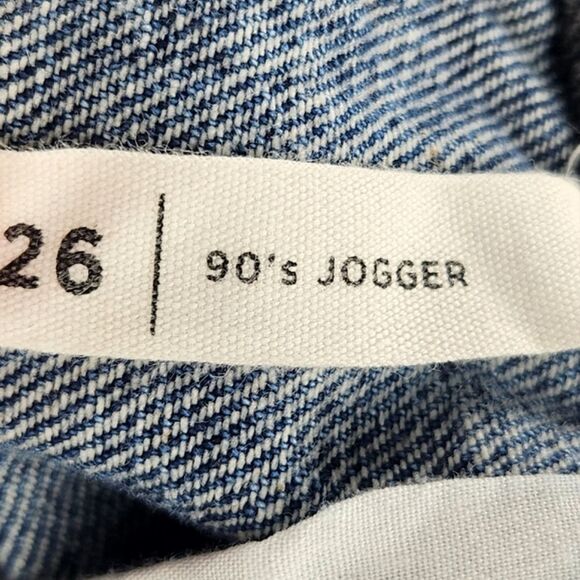 Pacsun 90s Jogger Jeans Size 26 Women Blue Black Colorblock Distressed High Rise - Picture 3 of 8